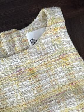 Lisa Marie Fernandez Sleeveless Shift Dress In Lemon Tweed Womens US 4 XS